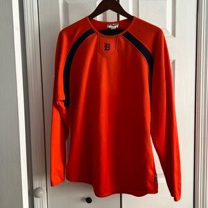 Detroit Tigers Orange Navy striped crewneck sweatshirt. Size L